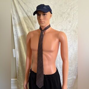 Allyn St. George Brown Fleur-de-lis Patterned Tie (Good Condition)